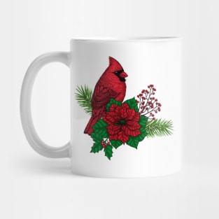 Red Cardinals on Christmas decoration Mug